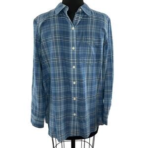 Ralph Lauren LRL Jeans Mens Blue Plaid Cotton Long Sleeve Button-Down Shirt M
